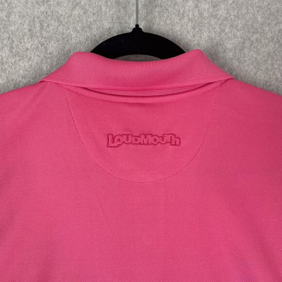 Loudmouth Golf Shirt Mens XXL Pink Polo 2XL Embroidered Spell Out - Picture 5 of 8